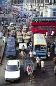Traffic jam near local bus station at Dhaka. Bangladesh.