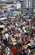 Rikshaws traffic jam. Dhaka. Bangladesh.