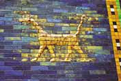 Decoration at Ischtar Gate from Mesopotania area. Pergamon museum, Berlin. Germany.