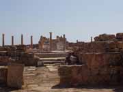 Archaeological Site of Sabratha, Phoenician trading-post was part of the Numidian Kingdom of Massinissa before being Romanized and rebuilt in the 2nd and 3rd centuries A.D. Libya.