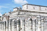 Chichen Itza,Plaza of A Thousand Columns and Temple of the Warriors, built between 900 and 1200 A.D. Mexico.