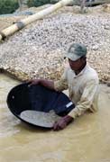 Worker at diamond mining field in Cempaka. Kalimantan,  Indonesia.