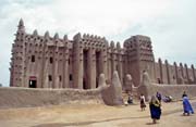 Muddy mosque built at sahel architecture style, Djenn� city. Mali.