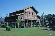 Longhouse. Cultural village near Kuching. Sarawak,  Malaysia.