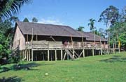 Longhouse. Cultural village near Kuching. Sarawak,  Malaysia.