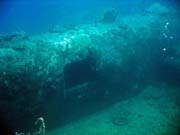 Diving around Togian islands, Kadidiri, plane wreck B24 from the 2nd World War sunken on Mai 3rd, 1945. Sulawesi, Indonesia.