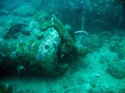 Diving around Togian islands, Kadidiri, plane wreck B24 from the 2nd World War sunken on Mai 3rd, 1945. Sulawesi, Indonesia.