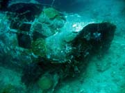 Diving around Togian islands, Kadidiri, plane wreck B24 from the 2nd World War sunken on Mai 3rd, 1945. Sulawesi, Indonesia.