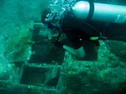 Diving around Togian islands, Kadidiri, plane wreck B24 from the 2nd World War sunken on Mai 3rd, 1945. Sulawesi, Indonesia.