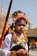 Novitiation ceremony at Shwedagon Paya, Yangon. Myanmar (Burma).