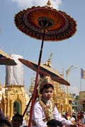 Novitiation ceremony at Shwedagon Paya, Yangon. Myanmar (Burma).