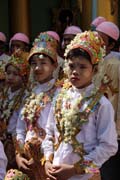 Novitiation ceremony at Shwedagon Paya, Yangon. Myanmar (Burma).