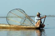 Traditional fishing, Inle Lake. Myanmar (Burma).