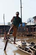 Traditional leg paddling at Inle lake. Myanmar (Burma).
