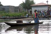 Wharf and market at Abomey-Calavi town at lakeside of Lake Nokou�. Benin.