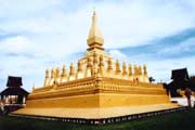 Tha That Luang - the most sacred stupa and also Lao national symbol. Vientiane. Laos.