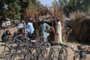 Village market at Kujapa - bicycle section is quite large. Mandara Mountains area. Cameroon.