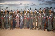 Men from nomadic Wodaab� tribe (also called Bororo) are performing their beauty dance called Yaake at their Gerewol festival. Niger.