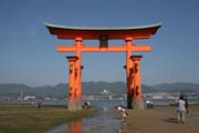 The Torii (gateway) at Miyajima Island is traditonal gateway of Itsukushima Shrine. It is sometimes called floating torii. Japan.