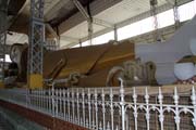 Famous reclining Buddha (55m long, 16m high) - Shwethalyaung Buddha, Bago town. Myanmar (Burma).