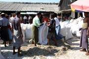 Dry fishes - fish market, Sittwe town. Myanmar (Burma).