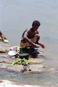 Cooking at the bank of Tsiribihina river. Madagascar.