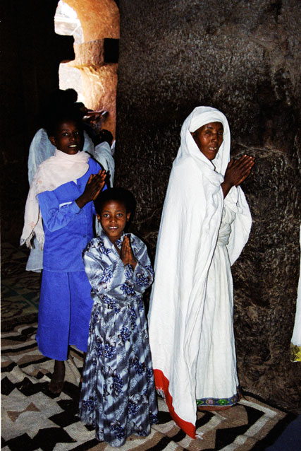 Believers at church during Timkat. Lalibela. North,  Ethiopia.