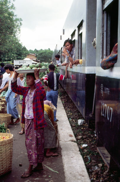 At railway station. Area around Kalaw village. Myanmar (Burma).