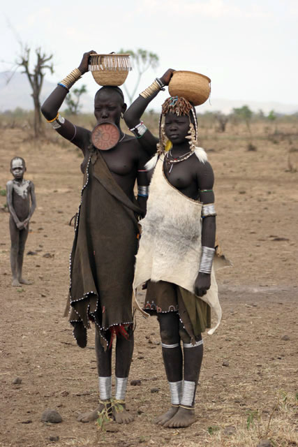 Mursi women. South,  Ethiopia.