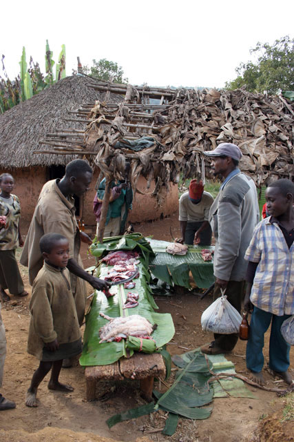 Meat sellers on the way to Yabelo. South,  Ethiopia.