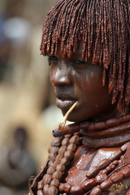 Hamar people at Turmi market. South,  Ethiopia.
