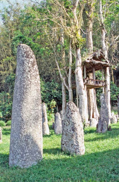 Menhirs - the oldest graves at Tana Toraja area. Sulawesi,  Indonesia.