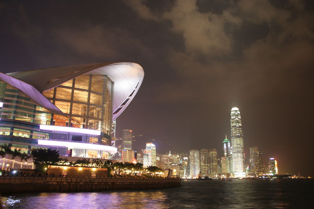 Downtown at night. Hong Kong.