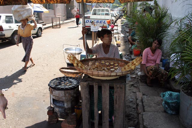 Street seller, Yangon. Myanmar (Burma).