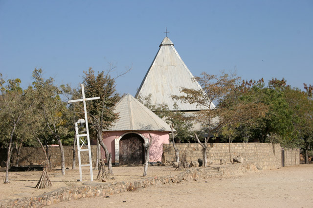 Christian church. Mountain village Djingliya at Mandara Mountains. Cameroon.