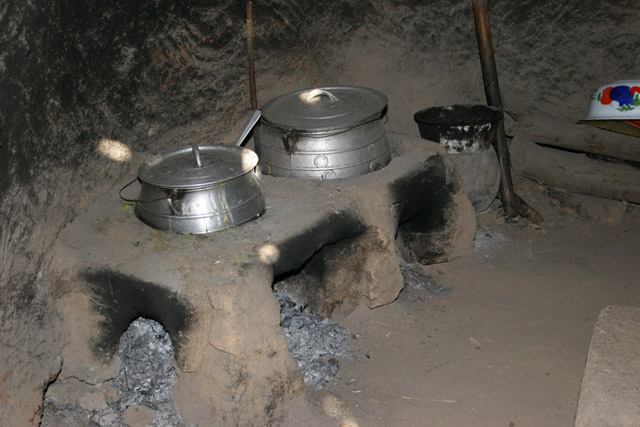 View to the kitchen at King palace at Oudjilla village. Each from 50 wives has this kitchen. Cameroon.