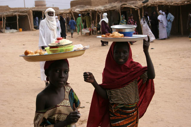 Center and market place of In-Gall town. Niger.