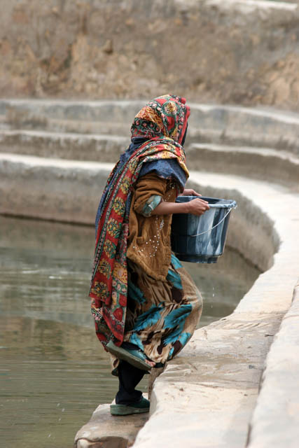 Even today women come for the water to the cistern. Hababah village. Yemen.