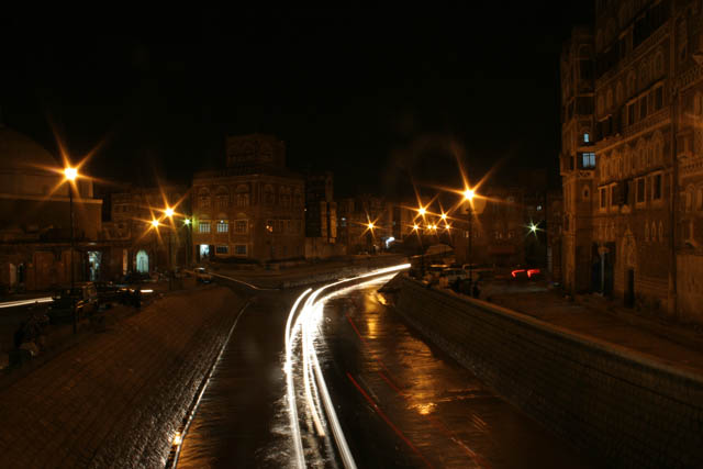 Old Sana at the night. Yemen.