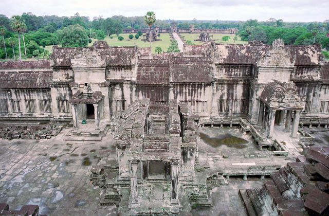 View to the Angkor Wat temple. Angkor Wat temples area. Cambodia.