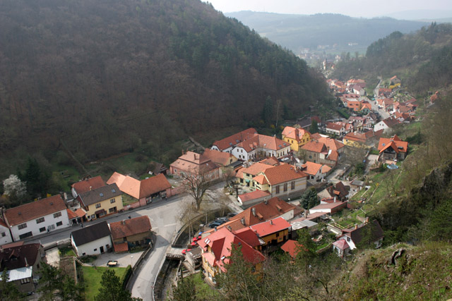 Karlstejn Castle. Gothic castle founded in 1348 by Charles IV. The castle served as a place for safekeeping of royal treasures, the Empire coronation jewels and holy relics. Czech Republic.