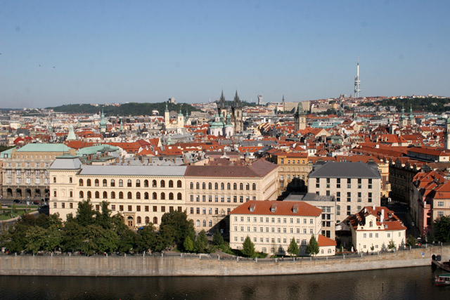 Awesome Prague panorama from balloon. Czech Republic.