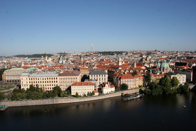 Awesome Prague panorama from balloon. Czech Republic.