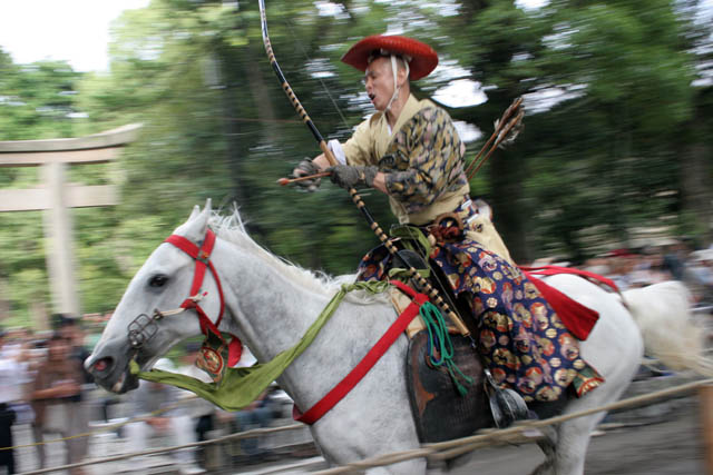 Tsurugaoka Hachiman-gu Shrine Reitaisai (Annual Festival). Today is held Yabusame - traditional japanese horseback archery. Kamakura town. Japan.