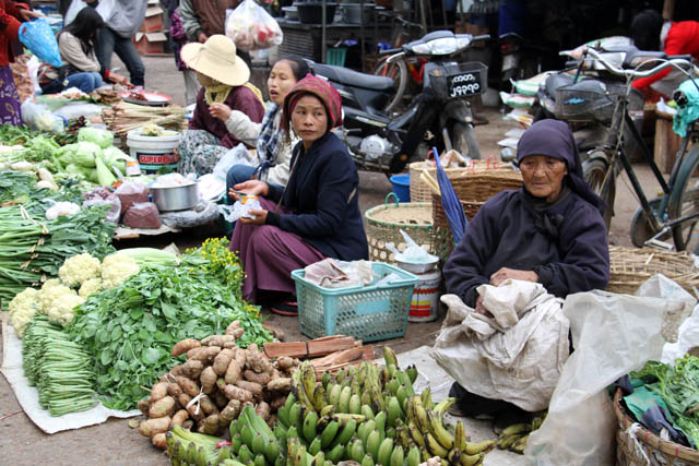 Main market at Kengtung town. Myanmar (Burma).