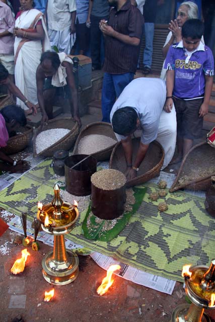 Offering during Pakalpooram, Ernakulam Shiva Temple Festival (Ernakulathappan Uthsavam). Ernakulam, Kerala. India.