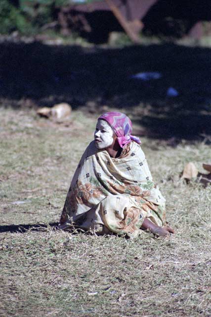Traditional make up, Joffreville village. Madagascar.